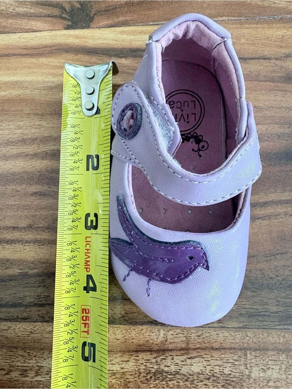 Live & Luca Baby Girl Lilac Leather Pio Bird Peacock Crib Shoes 0 6 12 Months